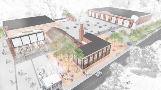 Trolley District - Columbus Brewing Company Birdseye View